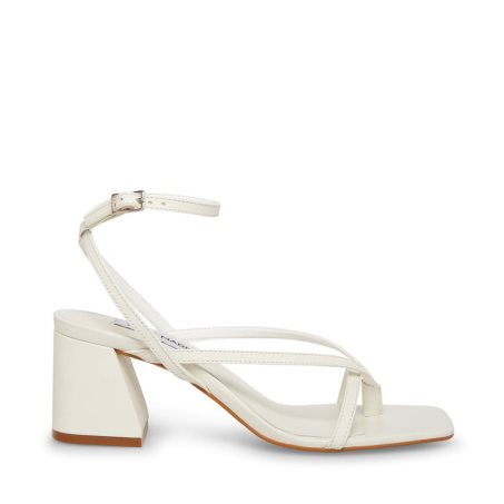 White Steve Madden Alaina Leather Women's Heels Sandals | PH 6458T16I